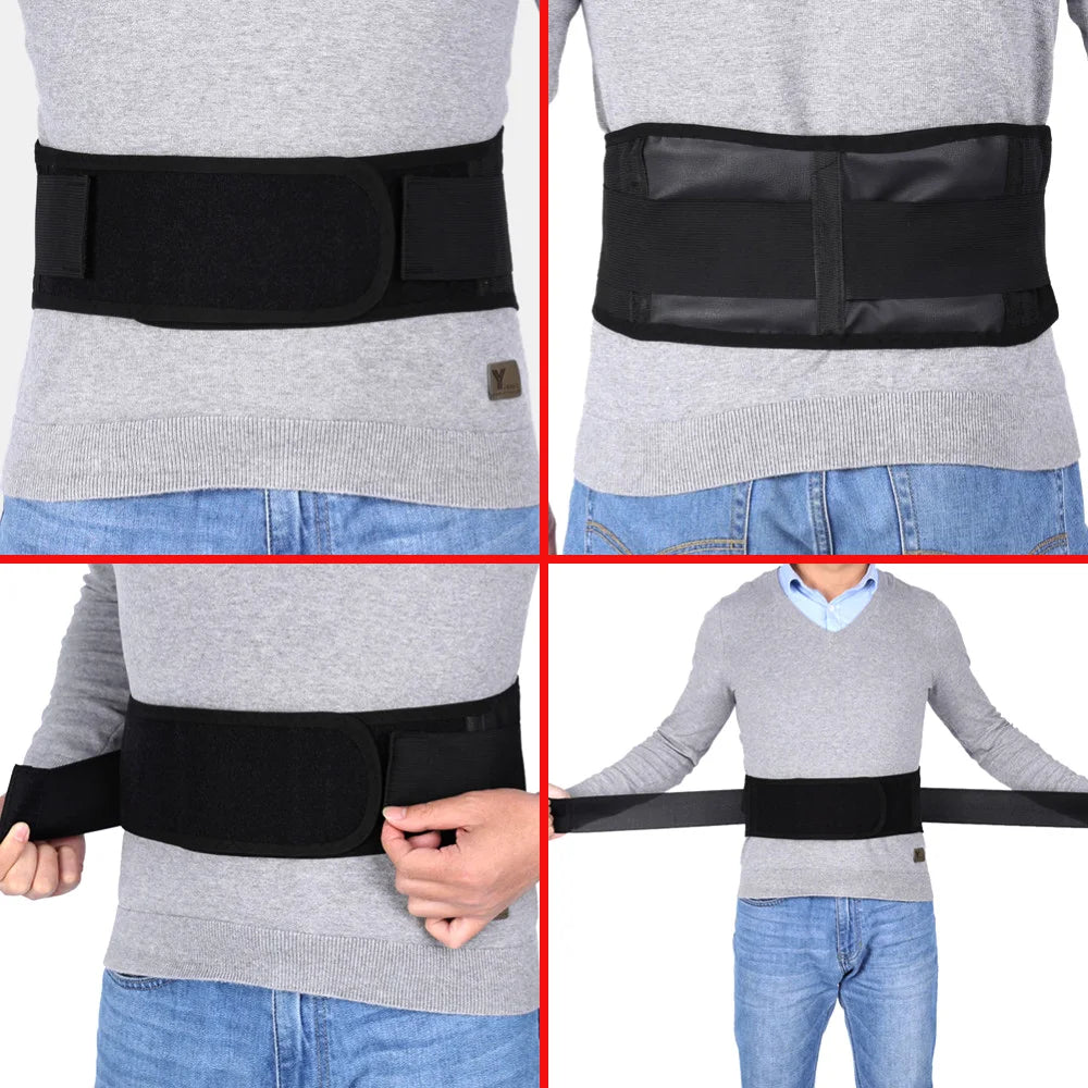 Tcare M - 4XL Adjustable Tourmaline Self Heating Magnetic Therapy Back Waist Support Belt Lumbar Brace Massage Band Health Care