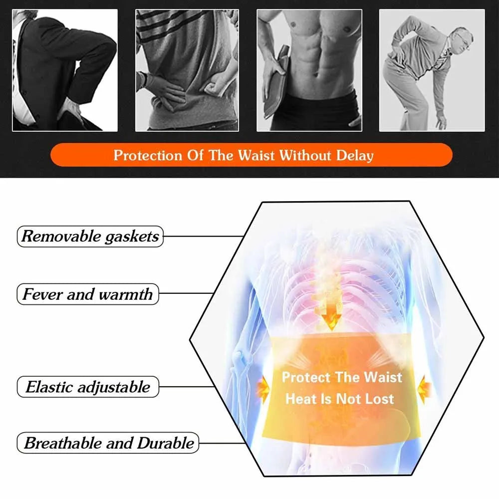 Tcare M - 4XL Adjustable Tourmaline Self Heating Magnetic Therapy Back Waist Support Belt Lumbar Brace Massage Band Health Care