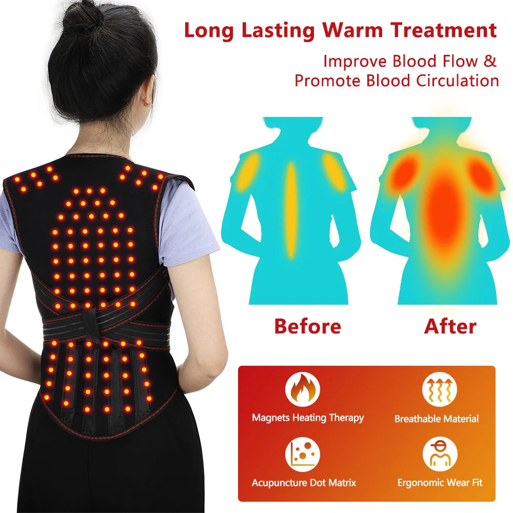 Tourmaline Self-heating Brace Support Belt Back Posture Corrector Spine Back Shoulder Lumbar Posture Correction Health Care