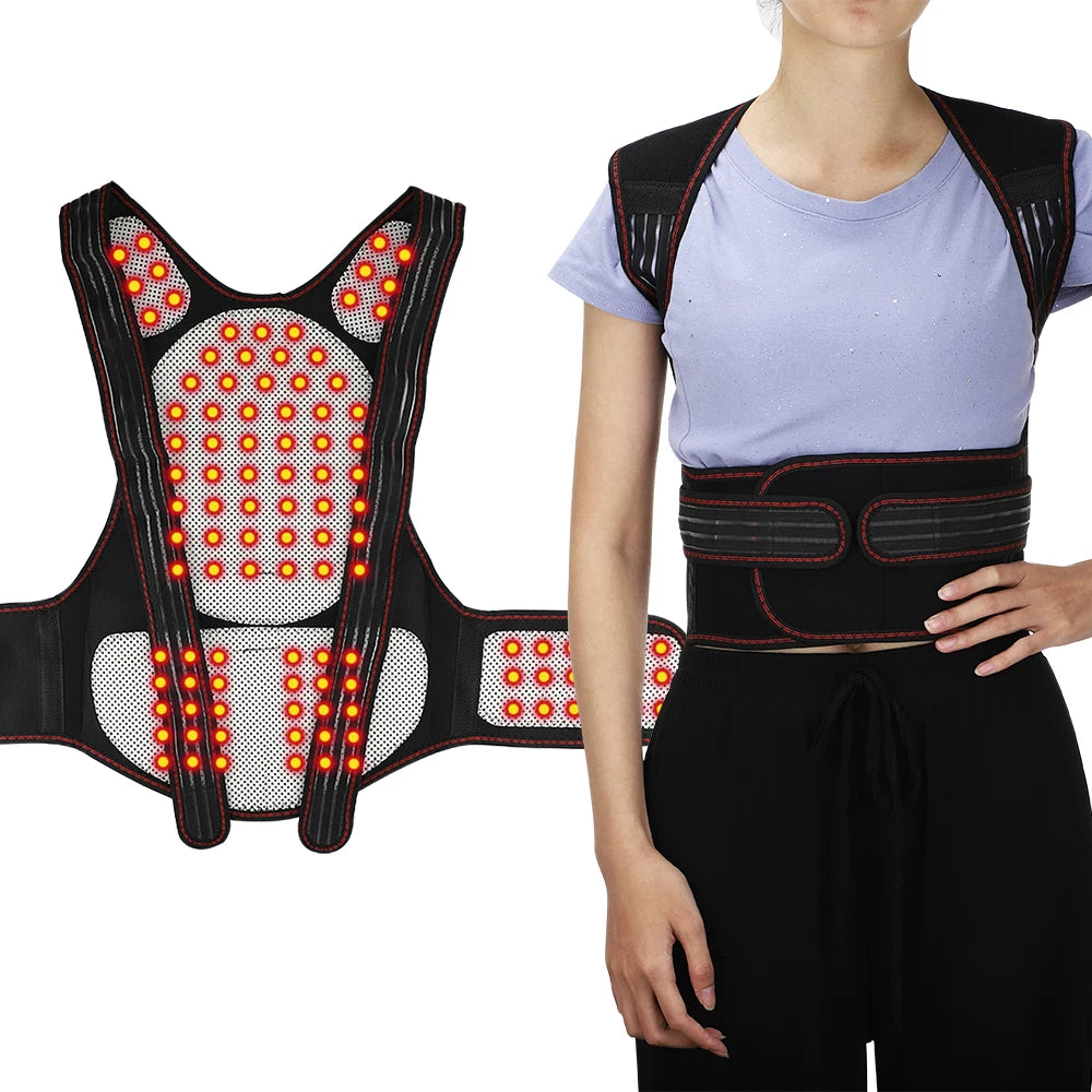 108 Tourmaline Self-heating Magnetic Therapy Support Belt Shoulder Back And Neck Massager Spine Lumbar Brace Posture Corrector