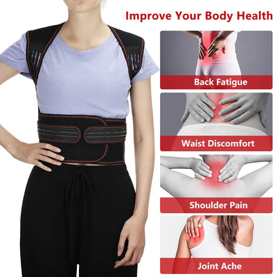 108 Tourmaline Self-heating Magnetic Therapy Support Belt Shoulder Back And Neck Massager Spine Lumbar Brace Posture Corrector