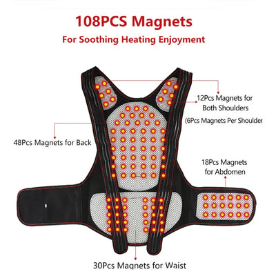 108 Tourmaline Self-heating Magnetic Therapy Support Belt Shoulder Back And Neck Massager Spine Lumbar Brace Posture Corrector