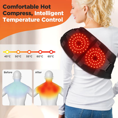 Heating Vibration Massager Belt, Red Light Hot Compress Waist Support Brace Waist Back Massage Lumbar Support Belt Health Care